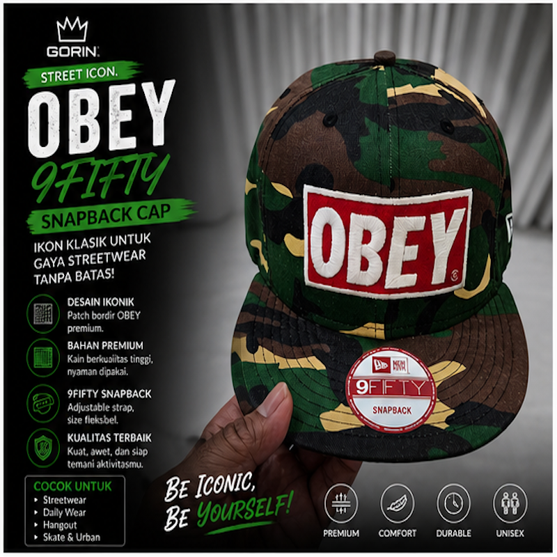 Topi New Era 9FIFTY OBEY Snapback Camo Original Style